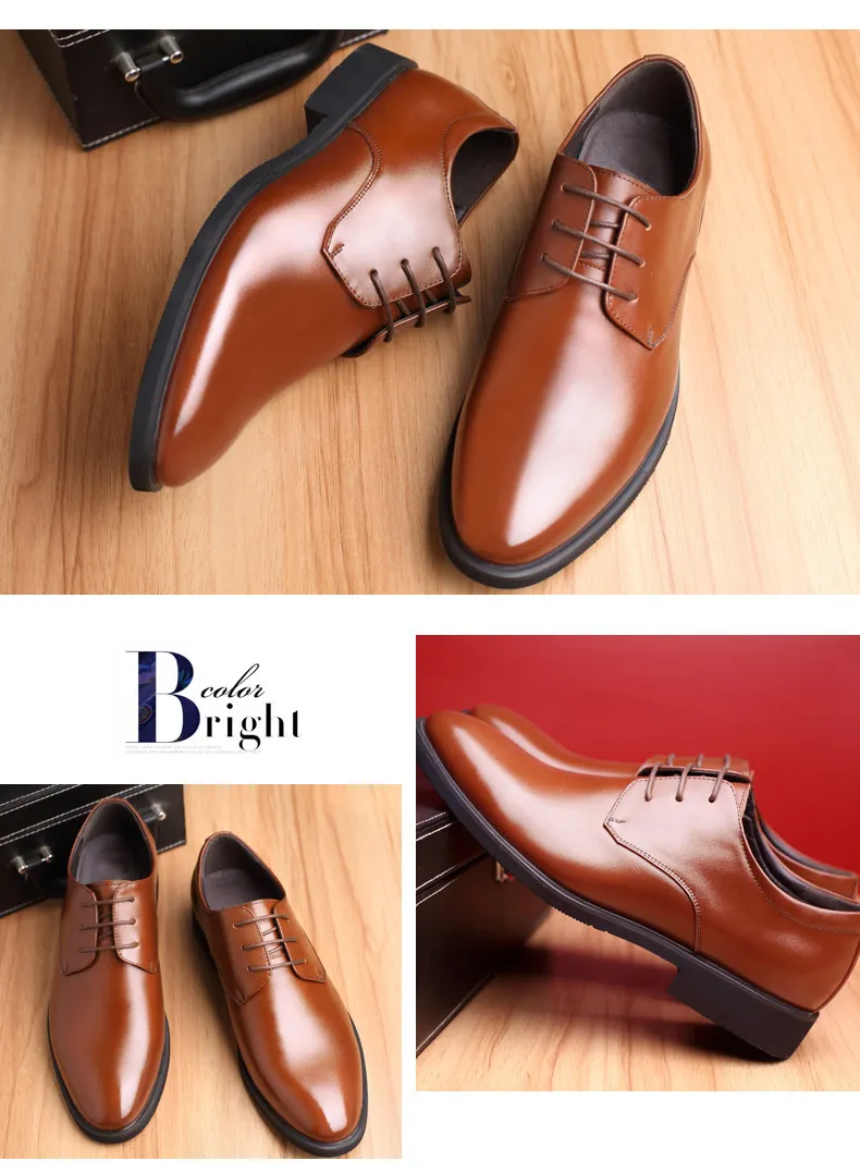 Men's Leather Business Formal Shoes - British Style Casual Trendy Large Size Wedding Work Gentleman Soft Sole Dress Shoes showcase 10