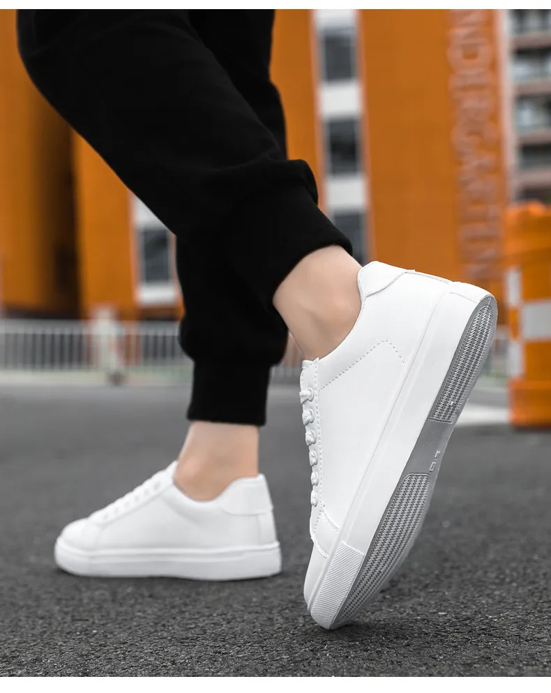 Men's White Sneakers - Korean Style Fashionable Casual Shoes - Trendy Versatile Large Size Soft Leather Footwear for Summer 2026 showcase 5