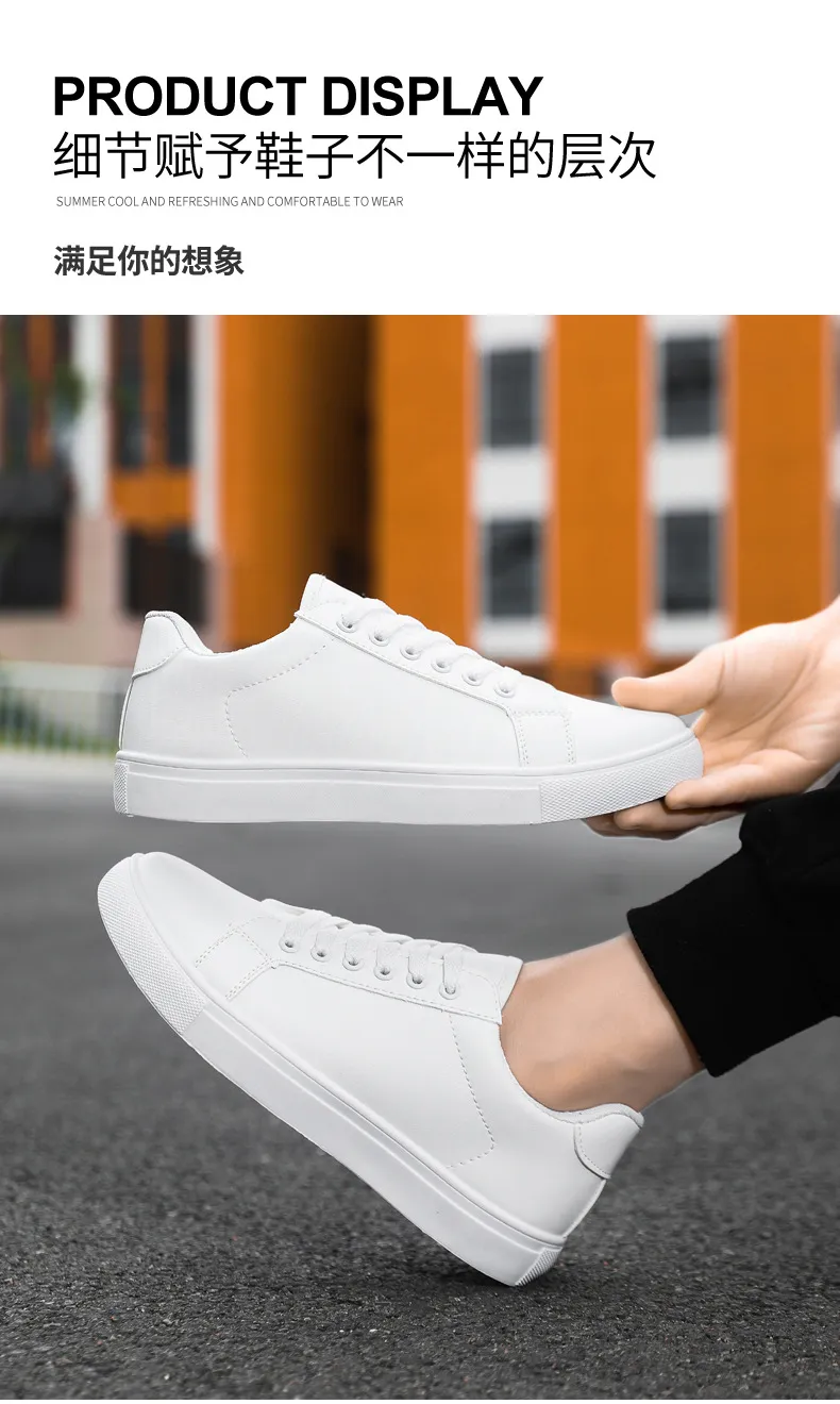Men's White Sneakers - Korean Style Fashionable Casual Shoes - Trendy Versatile Large Size Soft Leather Footwear for Summer 2026 showcase 2