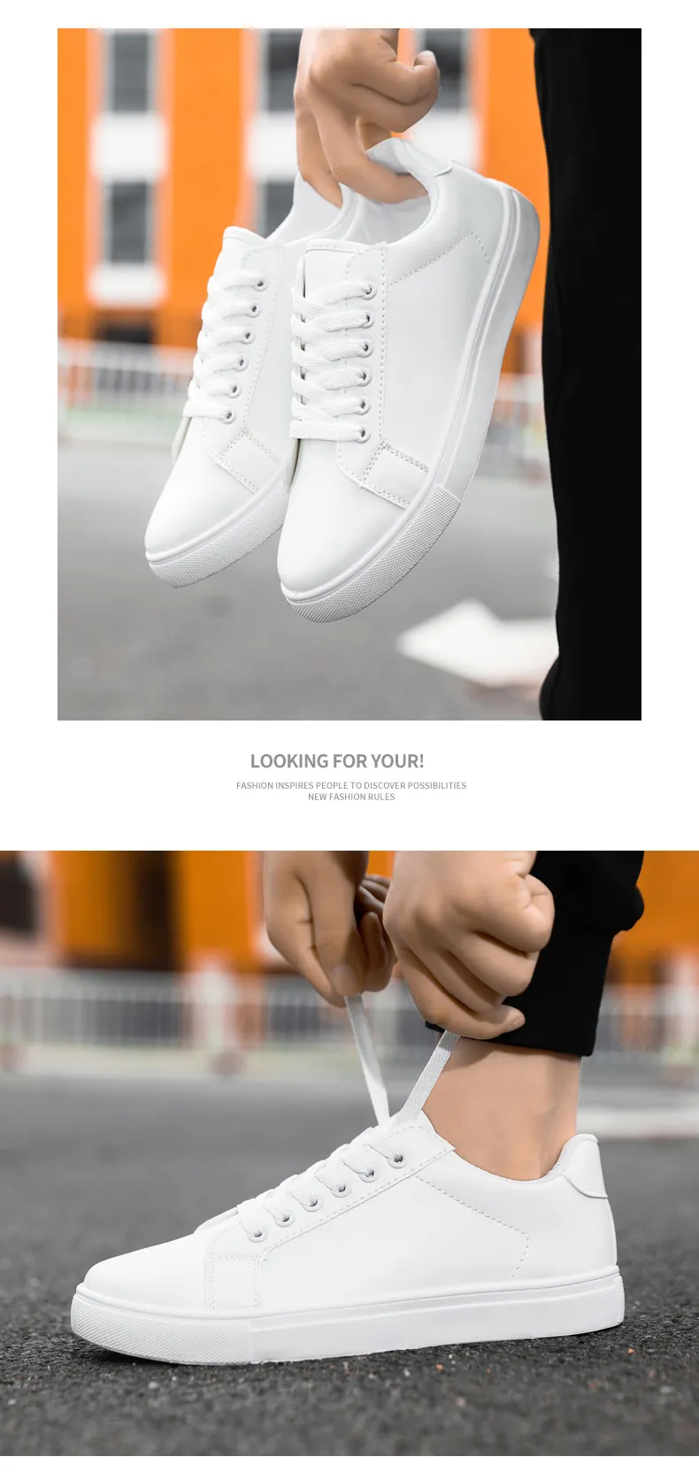 Men's White Sneakers - Korean Style Fashionable Casual Shoes - Trendy Versatile Large Size Soft Leather Footwear for Summer 2026 showcase 6