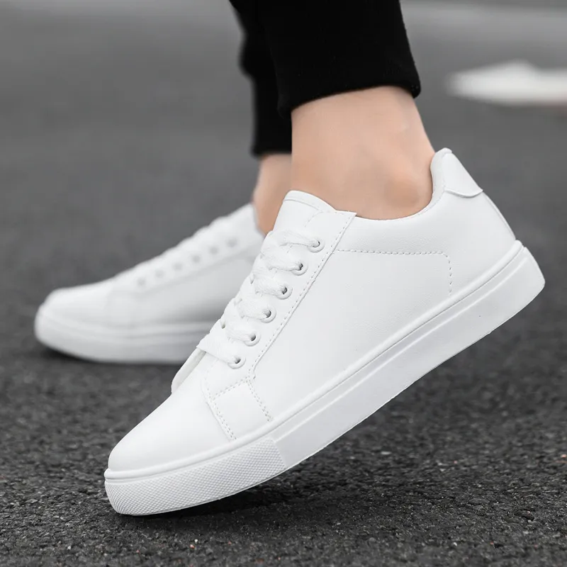 Men's White Sneakers - Korean Style Fashionable Casual Shoes - Trendy Versatile Large Size Soft Leather Footwear for Summer 2026 thumbnail 1