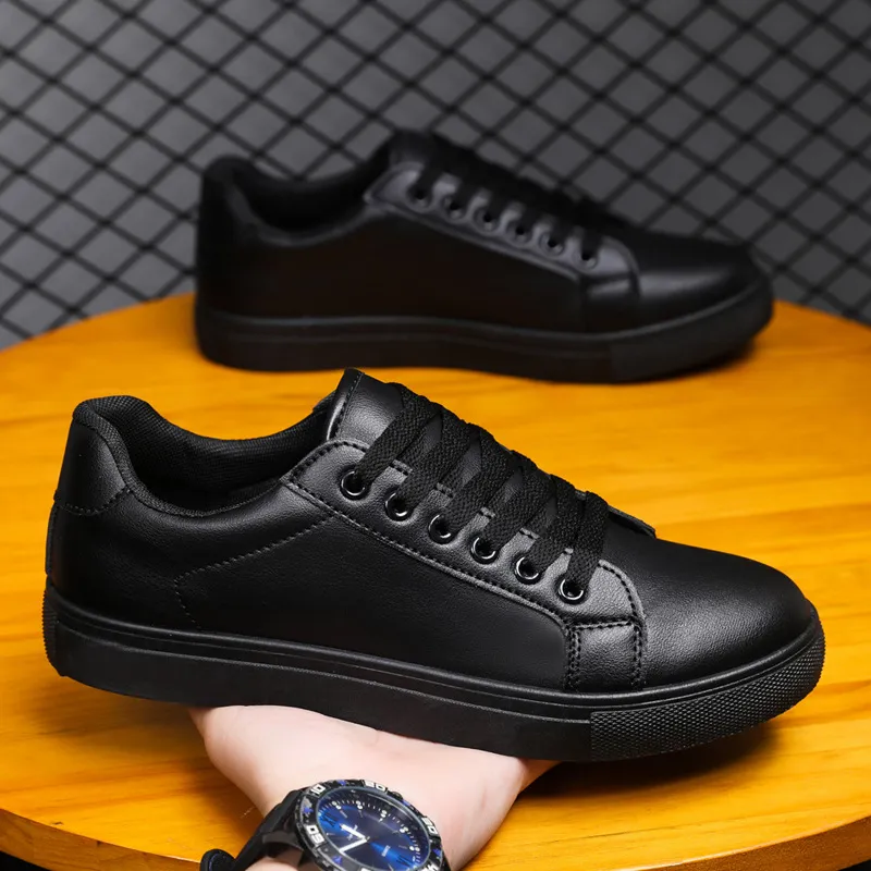Men's White Sneakers - Korean Style Fashionable Casual Shoes - Trendy Versatile Large Size Soft Leather Footwear for Summer 2026 thumbnail 2