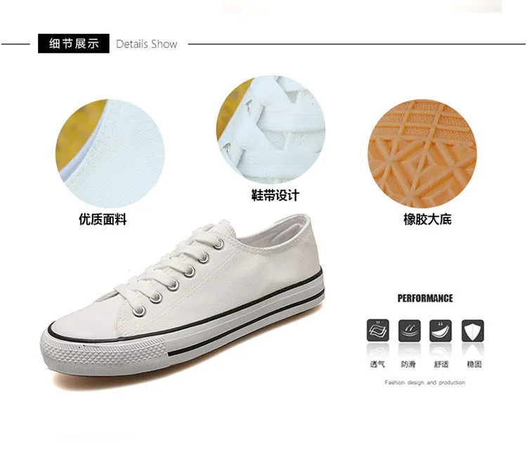 Men's and Women's Low-Top Canvas Shoes - Korean Style Casual Sneakers, All-Match White Skate Shoes for Students and Couples (H01) showcase 5