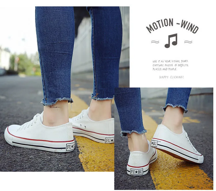 Men's and Women's Low-Top Canvas Shoes - Korean Style Casual Sneakers, All-Match White Skate Shoes for Students and Couples (H01) showcase 12