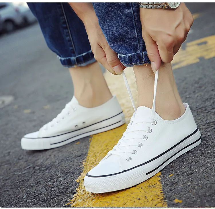 Men's and Women's Low-Top Canvas Shoes - Korean Style Casual Sneakers, All-Match White Skate Shoes for Students and Couples (H01) thumbnail 7