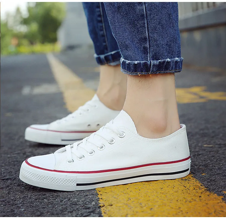 Men's and Women's Low-Top Canvas Shoes - Korean Style Casual Sneakers, All-Match White Skate Shoes for Students and Couples (H01) thumbnail 6