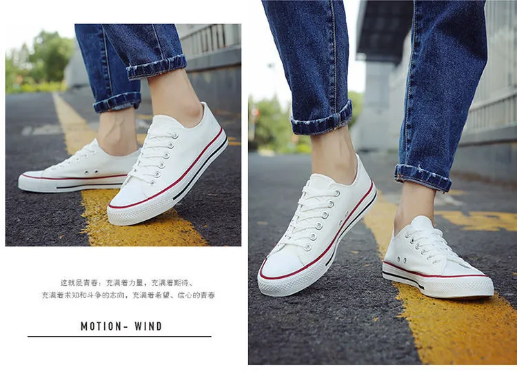 Men's and Women's Low-Top Canvas Shoes - Korean Style Casual Sneakers, All-Match White Skate Shoes for Students and Couples (H01) showcase 13