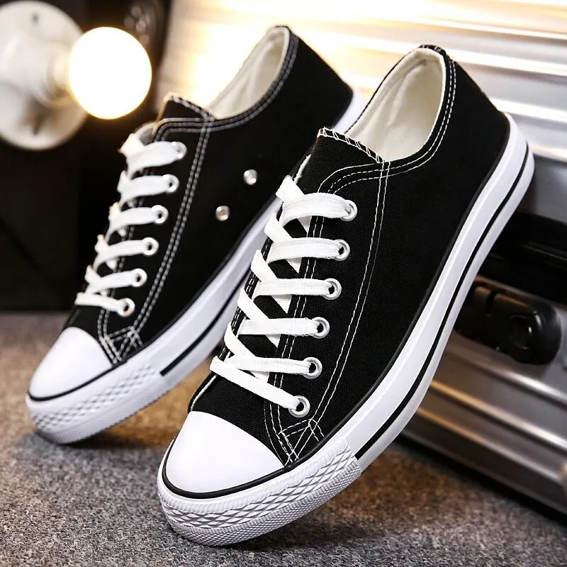 Men's and Women's Low-Top Canvas Shoes - Korean Style Casual Sneakers, All-Match White Skate Shoes for Students and Couples (H01) thumbnail 3