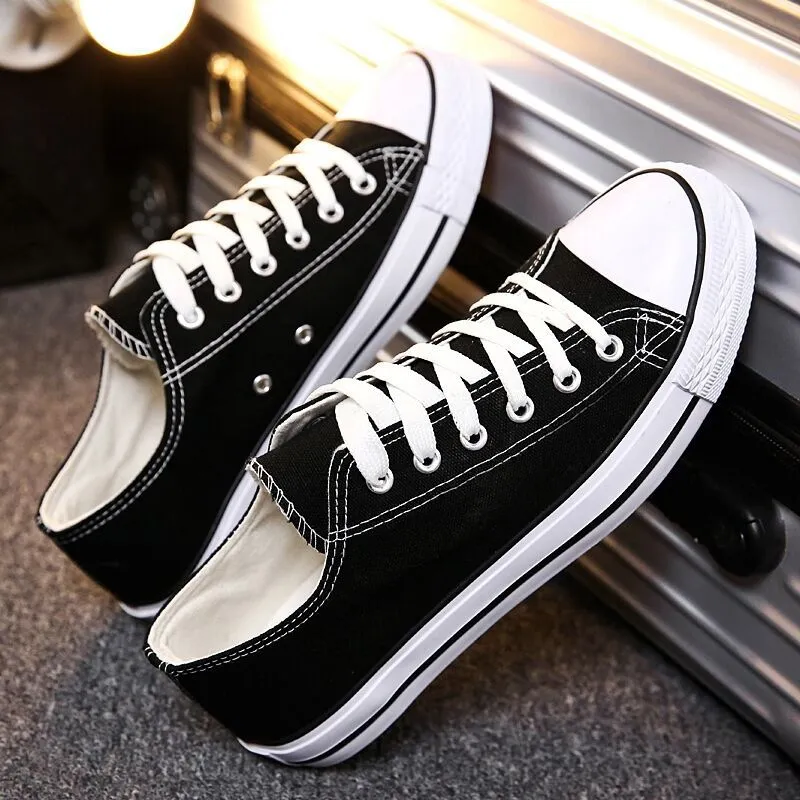 Men's and Women's Low-Top Canvas Shoes - Korean Style Casual Sneakers, All-Match White Skate Shoes for Students and Couples (H01) showcase 6
