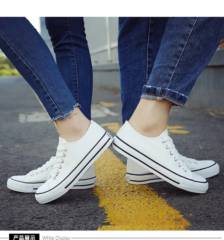 Men's and Women's Low-Top Canvas Shoes - Korean Style Casual Sneakers, All-Match White Skate Shoes for Students and Couples (H01) showcase 19