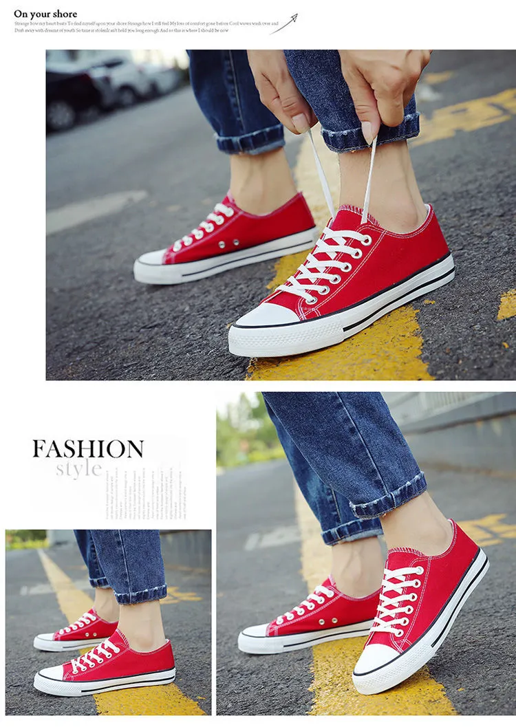 Men's and Women's Low-Top Canvas Shoes - Korean Style Casual Sneakers, All-Match White Skate Shoes for Students and Couples (H01) showcase 17