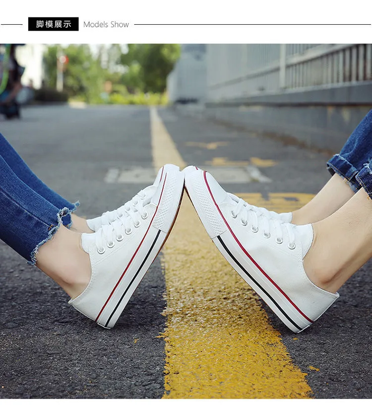 Men's and Women's Low-Top Canvas Shoes - Korean Style Casual Sneakers, All-Match White Skate Shoes for Students and Couples (H01) showcase 11