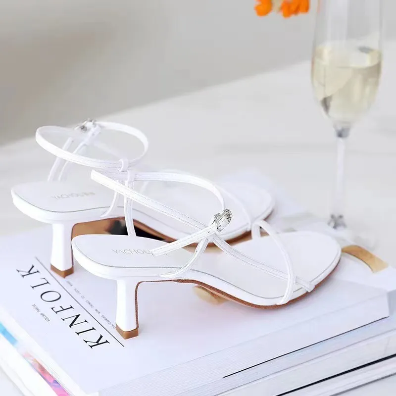 Women's High Heel Sandals - 2024 Summer Fashion Open Toe Buckle Strap Korean Style Party Wedding Shoes for Women thumbnail 3