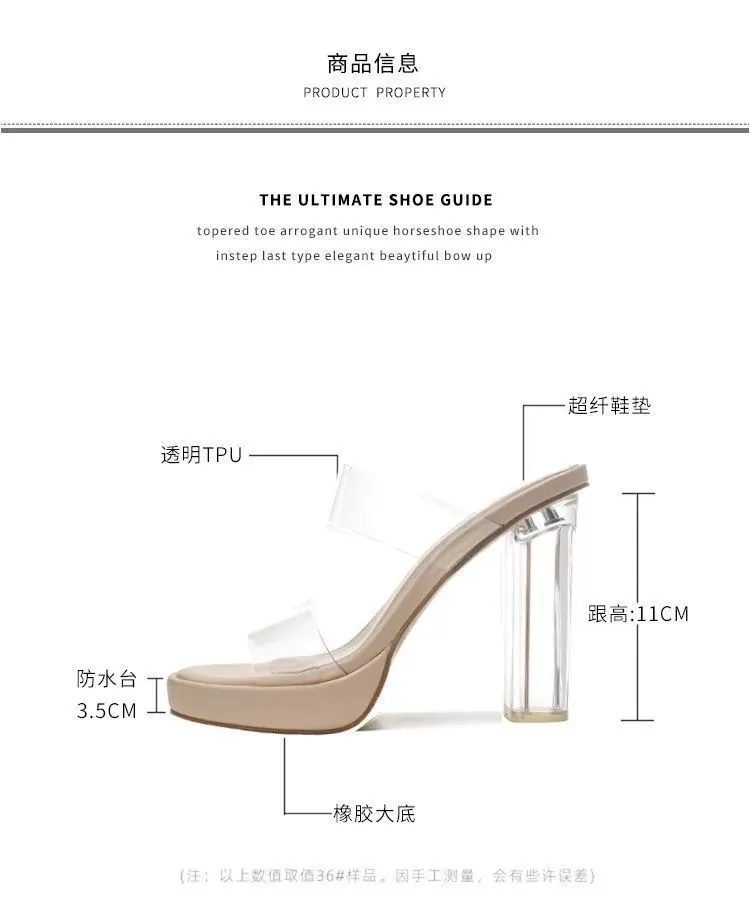 Women's High Heel Sandals Clear Crystal Platform Pole Dancing Shoes Sexy Nightclub Slip-On Mules Party Evening Dress Sandals showcase 3