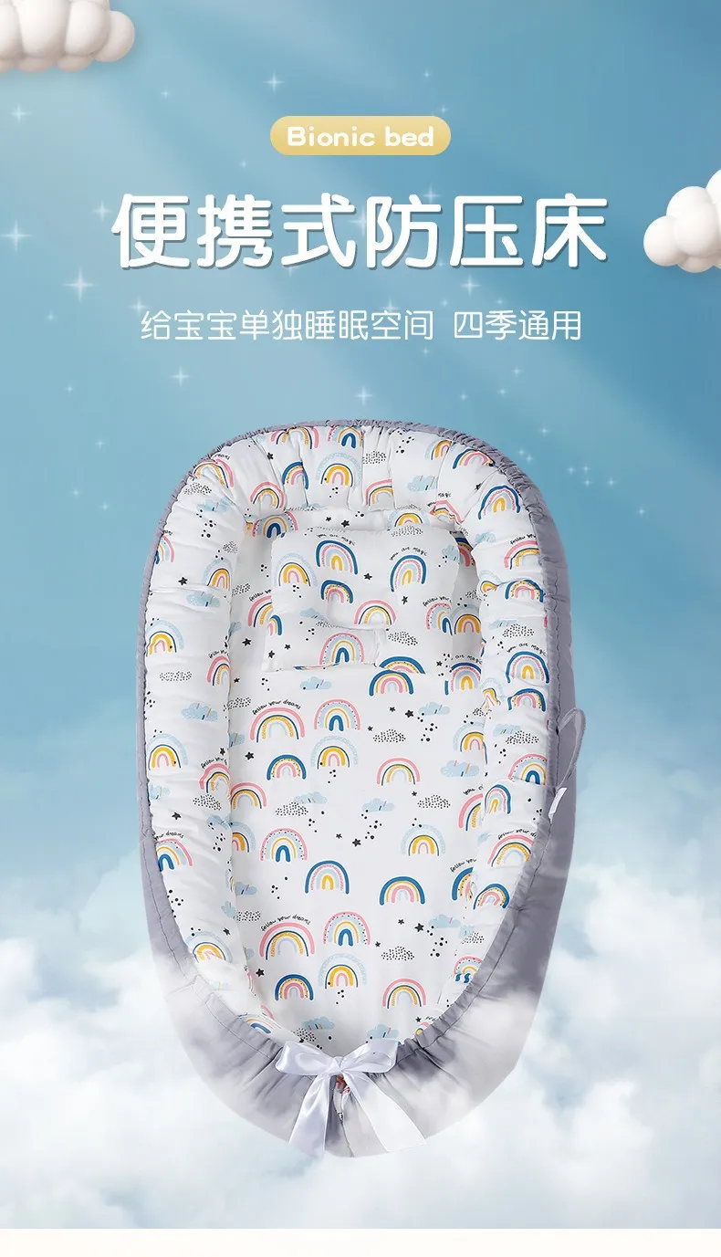 Portable Baby Bed with Removable Washable Cover - Anti-Pressure, Foldable Travel Nest for Infants and Toddlers - Bionic Design with Pillow showcase 1