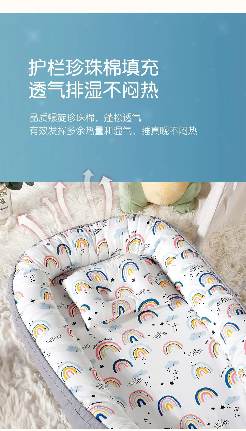 Portable Baby Bed with Removable Washable Cover - Anti-Pressure, Foldable Travel Nest for Infants and Toddlers - Bionic Design with Pillow showcase 7