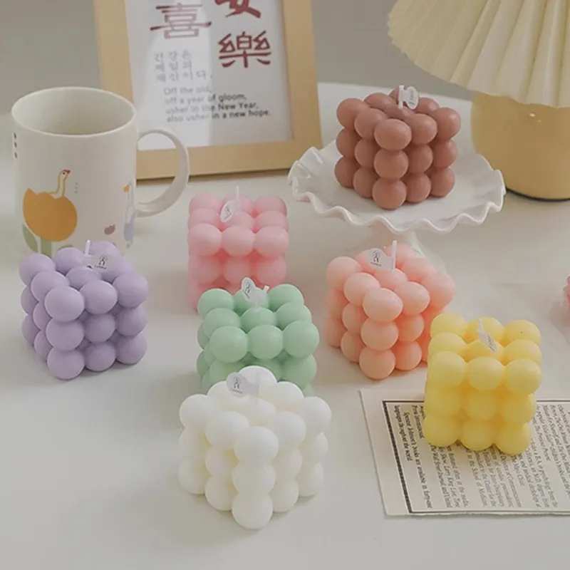 Rubik's Cube Scented Soy Wax Candle - Unique Souvenir Gift for Weddings, Bridesmaids, Groomsmen - High-End Decorative Ornament for Home Decor thumbnail 2