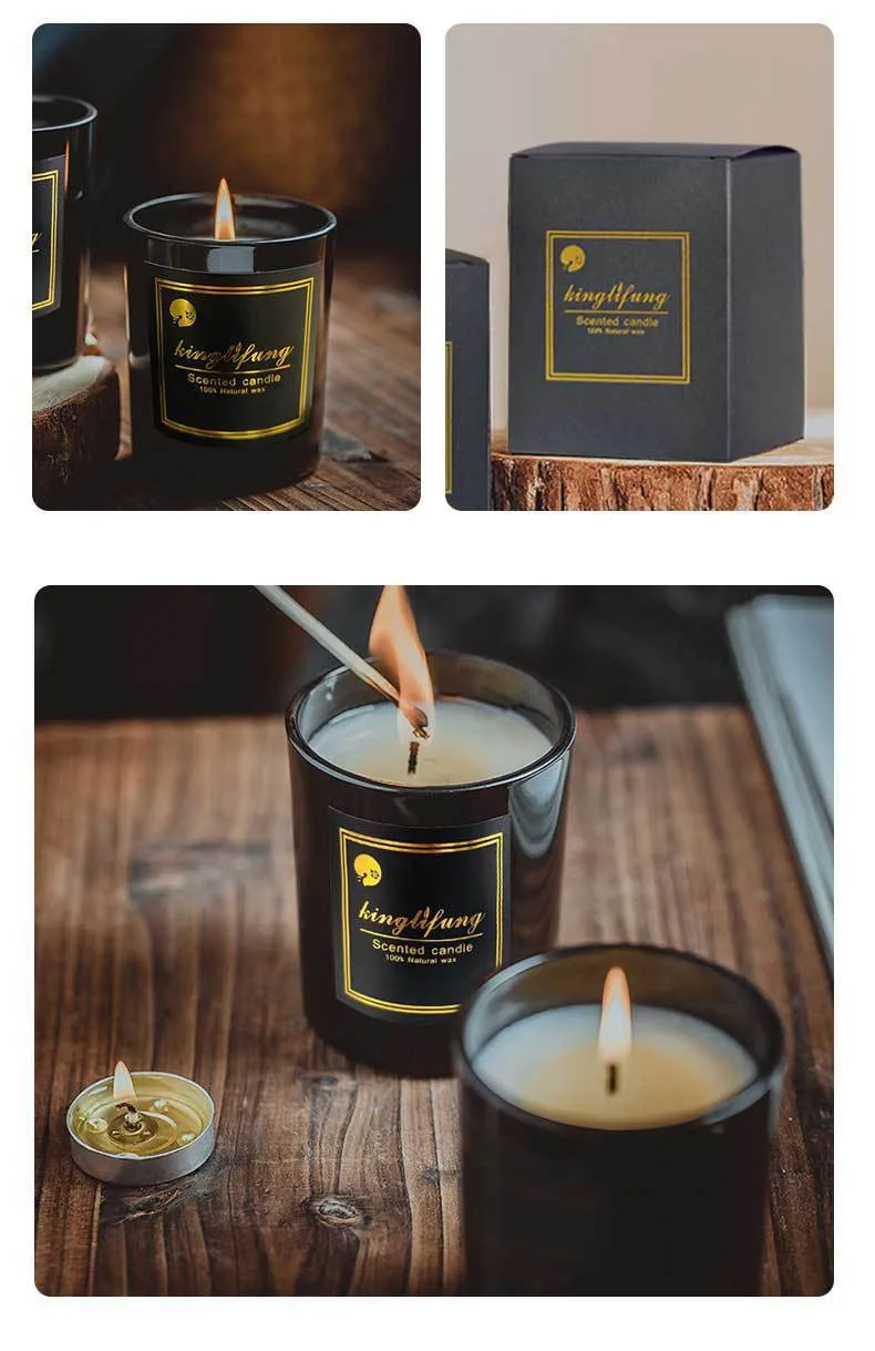 Scented Candles Gift Set - Black Glass Jar Soy Wax Aromatherapy Candles for Relaxation, Stress Relief, and Home Fragrance - Perfect for Gifts showcase 12