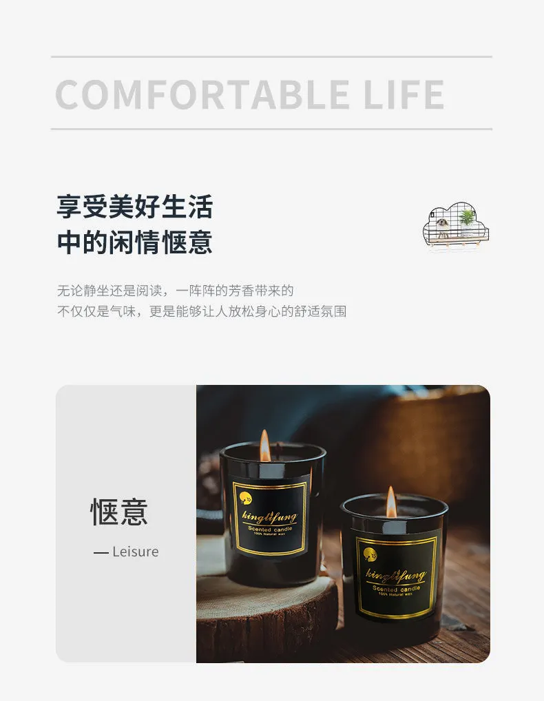 Scented Candles Gift Set - Black Glass Jar Soy Wax Aromatherapy Candles for Relaxation, Stress Relief, and Home Fragrance - Perfect for Gifts showcase 2