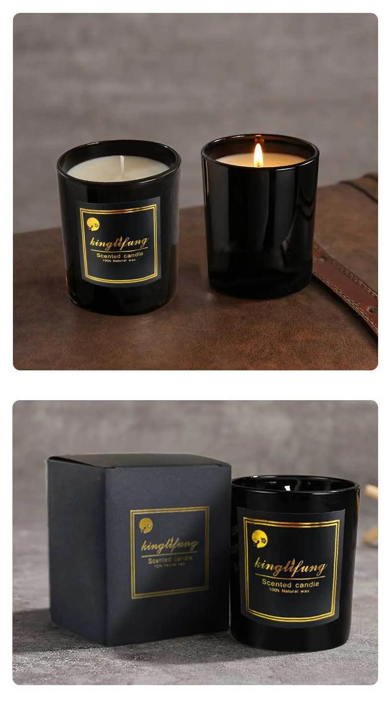 Scented Candles Gift Set - Black Glass Jar Soy Wax Aromatherapy Candles for Relaxation, Stress Relief, and Home Fragrance - Perfect for Gifts showcase 13