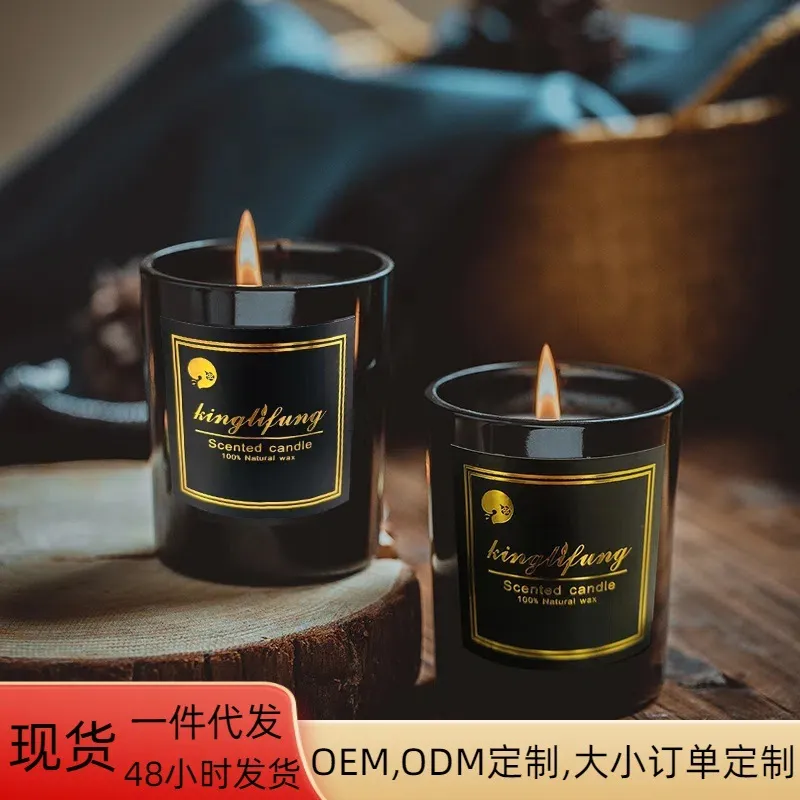 Scented Candles Gift Set - Black Glass Jar Soy Wax Aromatherapy Candles for Relaxation, Stress Relief, and Home Fragrance - Perfect for Gifts thumbnail 2