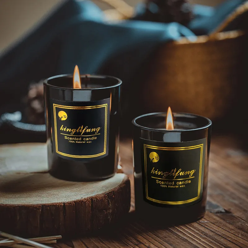 Scented Candles Gift Set - Black Glass Jar Soy Wax Aromatherapy Candles for Relaxation, Stress Relief, and Home Fragrance - Perfect for Gifts thumbnail 4