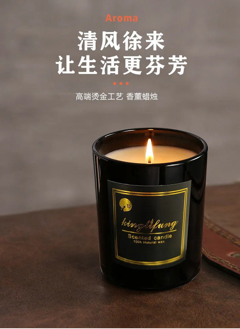 Scented Candles Gift Set - Black Glass Jar Soy Wax Aromatherapy Candles for Relaxation, Stress Relief, and Home Fragrance - Perfect for Gifts showcase 1