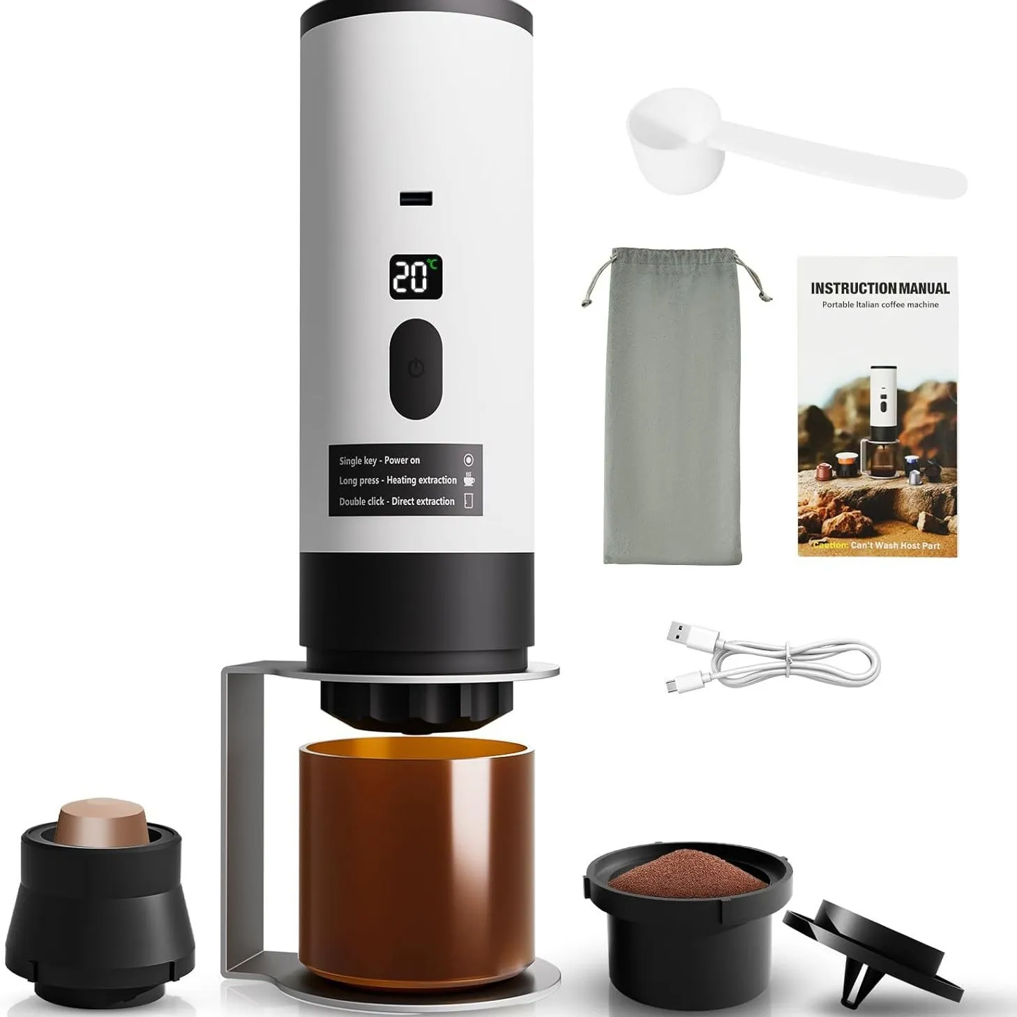 Portable Espresso Coffee Maker Machine - Mini Electric Capsule Coffee Machine for Home, Office, Travel - Compatible with Nespresso Capsules thumbnail 5