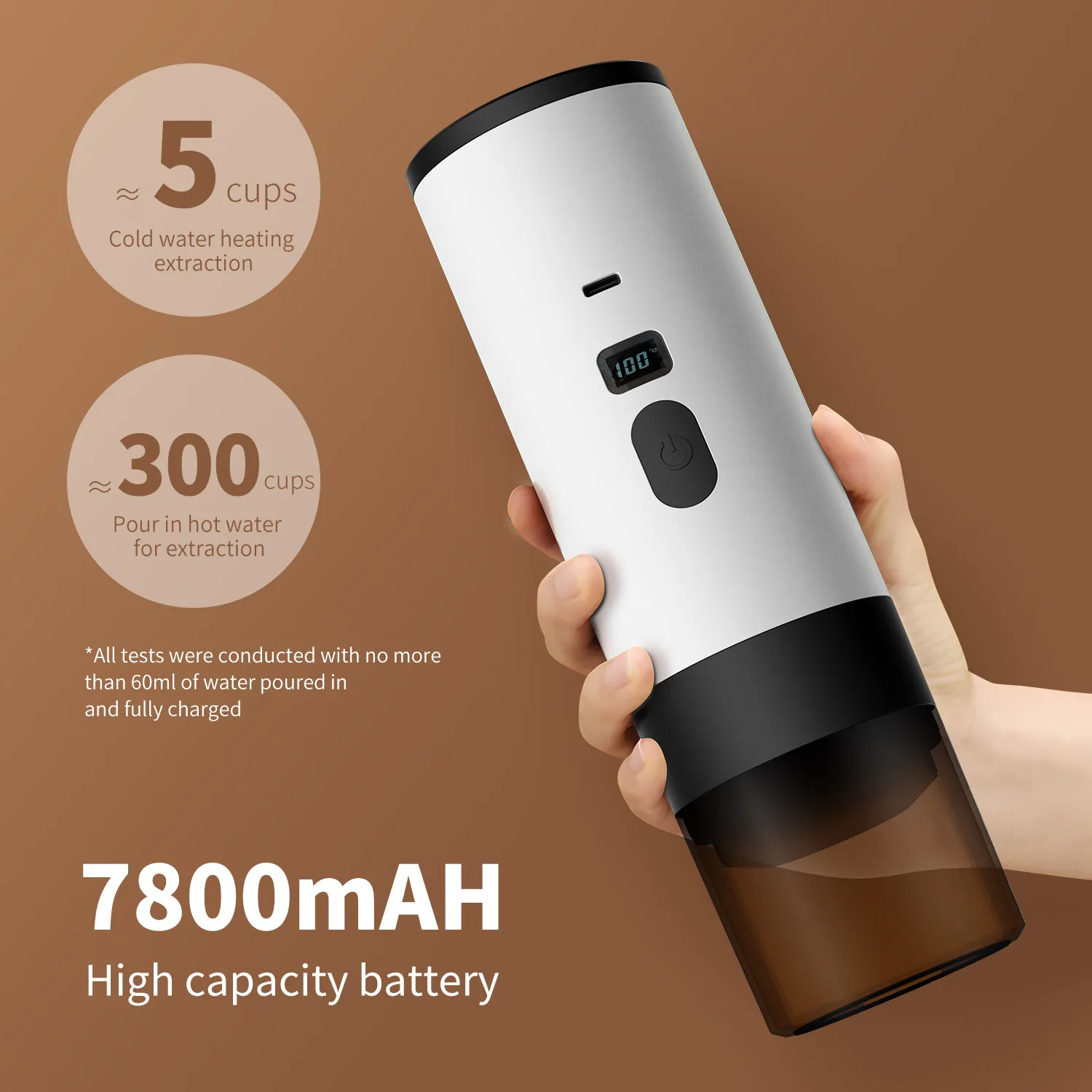 Portable Espresso Coffee Maker Machine - Mini Electric Capsule Coffee Machine for Home, Office, Travel - Compatible with Nespresso Capsules thumbnail 3