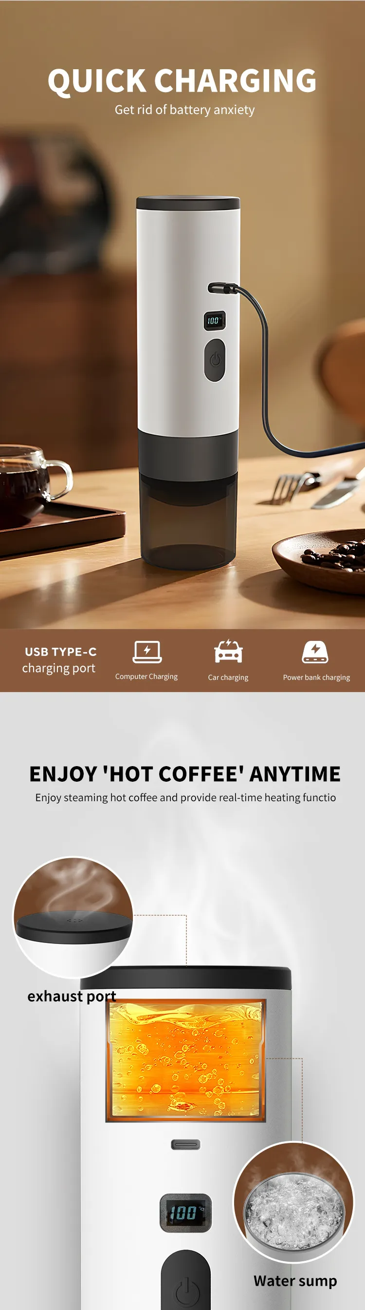 Portable Espresso Coffee Maker Machine - Mini Electric Capsule Coffee Machine for Home, Office, Travel - Compatible with Nespresso Capsules showcase 6