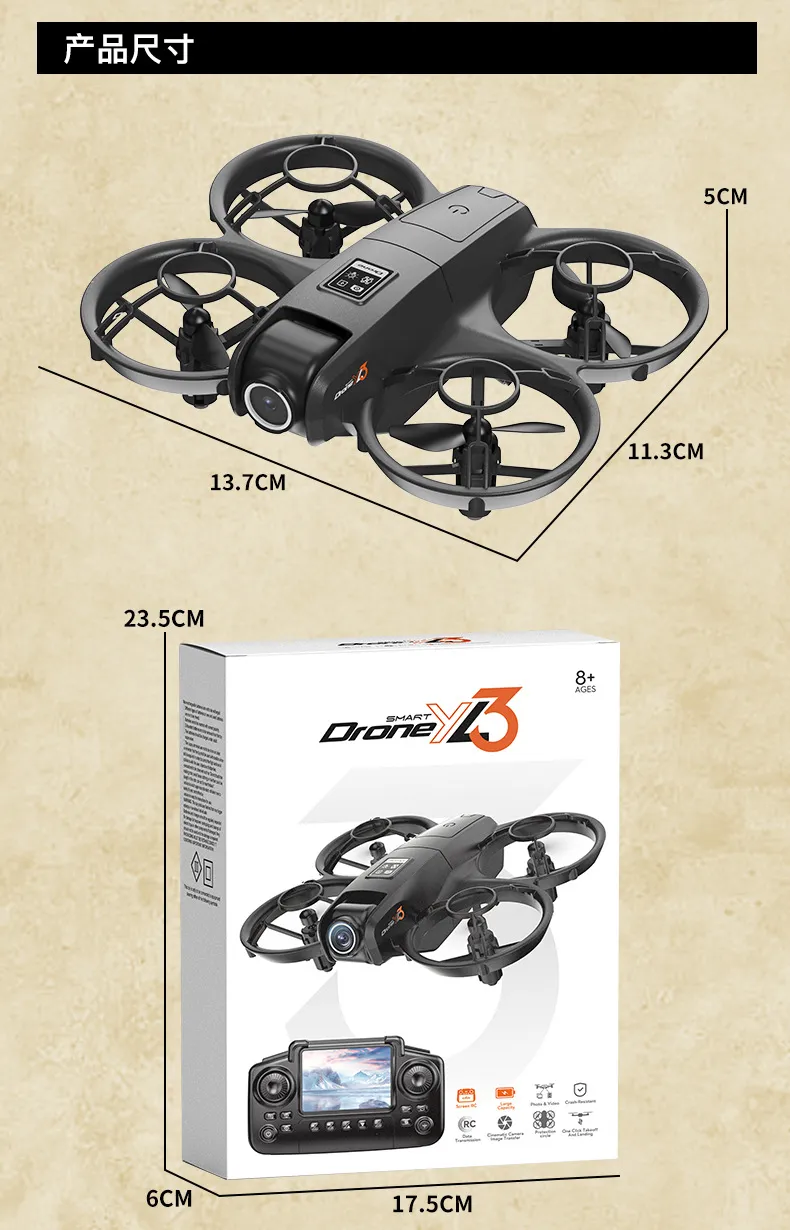 Yl3 Mini Drone Quadcopter with HD Dual Camera, Screen, Optical Flow Positioning, Remote Control Aircraft Toy for Beginners & Hobbyists showcase 18