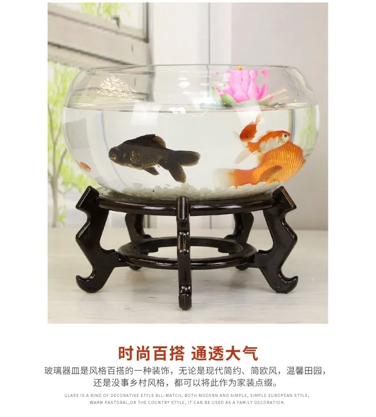 Mini Fish Tank Transparent Glass Office Living Room Creative Hydroponic Drum Tank Round Turtle Tank Desktop Aquarium for Small Fish showcase 10