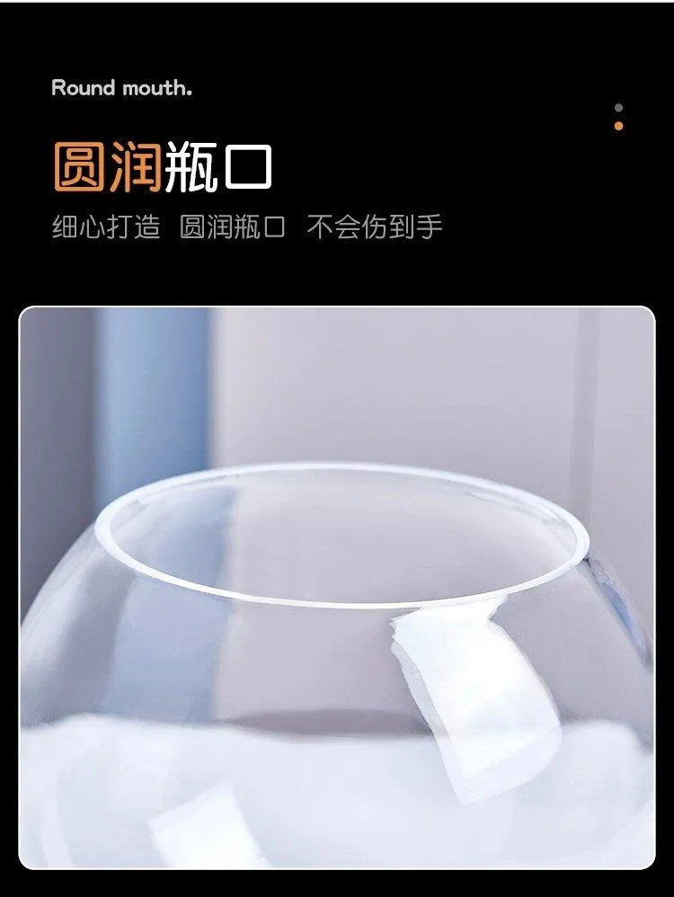 Small Glass Fish Tank for Office Desktop - Transparent Turtle Tank, Round Goldfish Bowl, Living Room Decoration, Thickened Glass, Landscape Design showcase 11