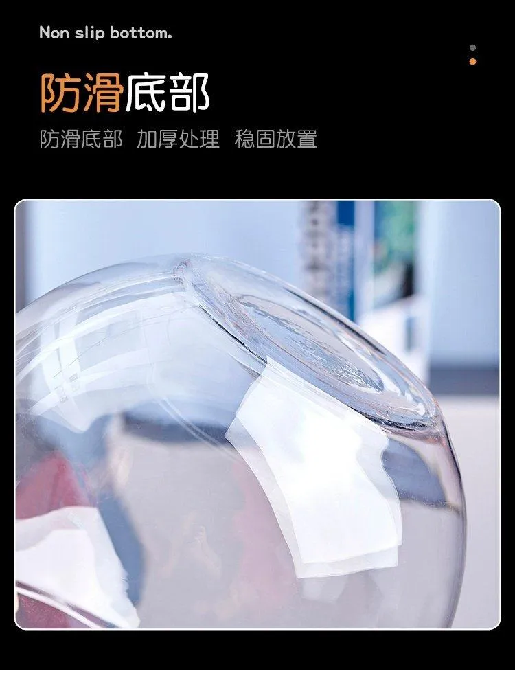 Small Glass Fish Tank for Office Desktop - Transparent Turtle Tank, Round Goldfish Bowl, Living Room Decoration, Thickened Glass, Landscape Design showcase 13