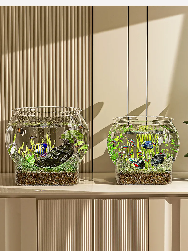 Small Desktop Fish Tank - Transparent Plastic Goldfish/Turtle Tank for Office/Home - Anti-Fall, Ecological Landscaping showcase 9
