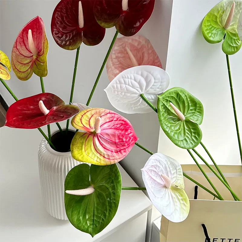 3D Printed Red Palm Simulation Flower Flame Crane Decoration - Wedding, Auditorium, Home Decor - Artificial Green Plant Wholesale thumbnail 1