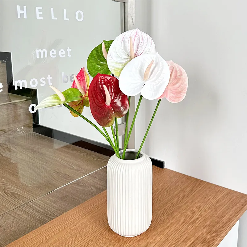 3D Printed Red Palm Simulation Flower Flame Crane Decoration - Wedding, Auditorium, Home Decor - Artificial Green Plant Wholesale thumbnail 3