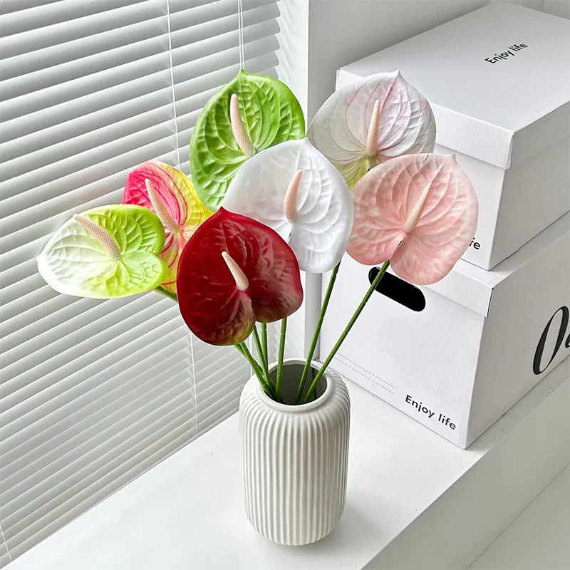 3D Printed Red Palm Simulation Flower Flame Crane Decoration - Wedding, Auditorium, Home Decor - Artificial Green Plant Wholesale thumbnail 2