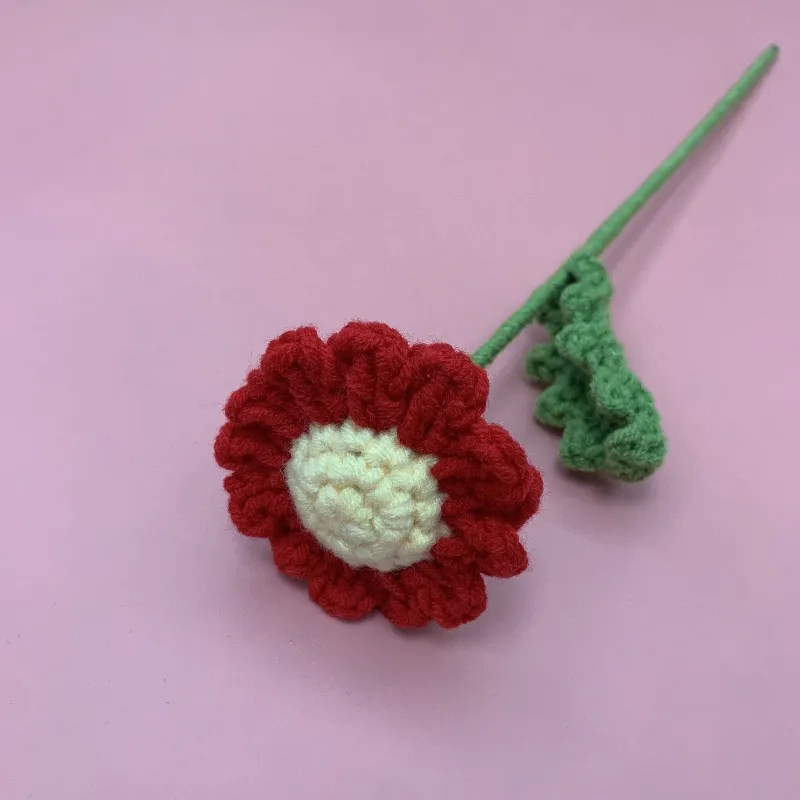 Handmade Rose Flower Arrangement, Hand-Woven Cotton Thread Roses, DIY Craft, Home Decor, Wedding Decoration, Artificial Flowers, Valentine's Day Gift thumbnail 9