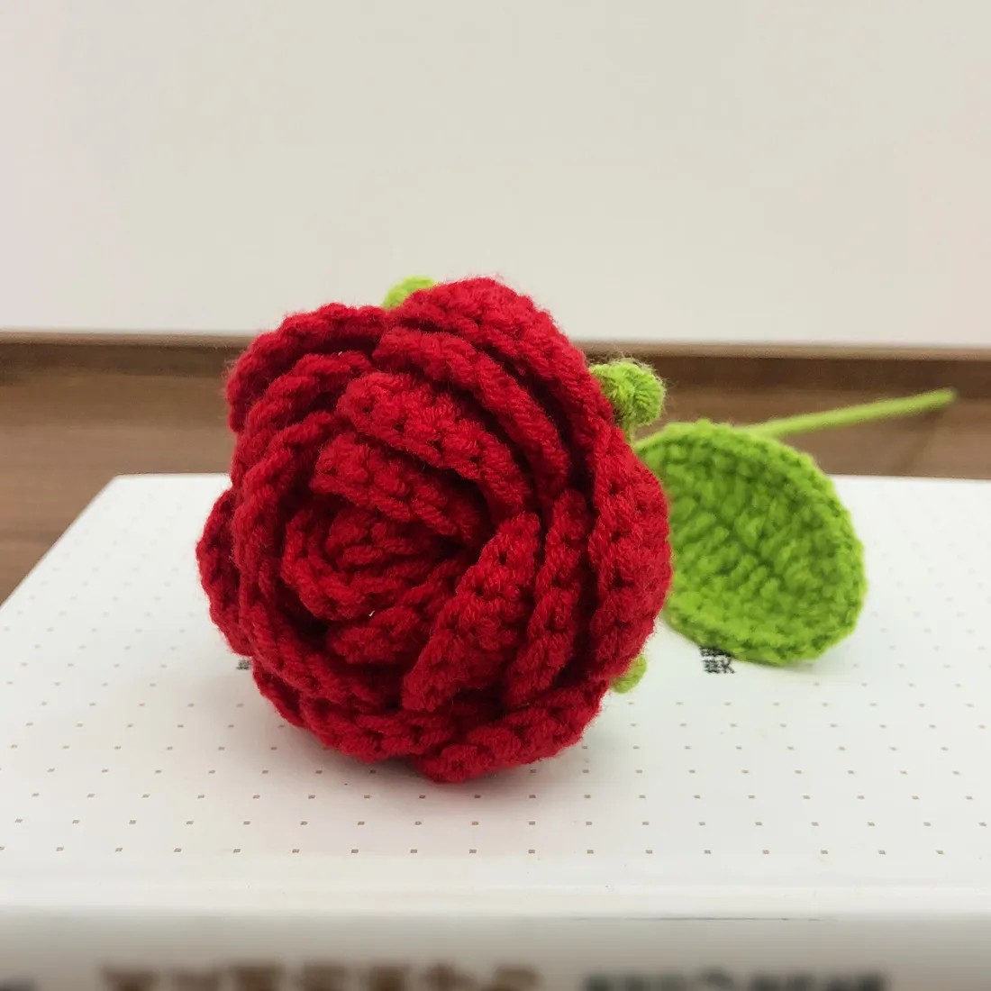 Handmade Rose Flower Arrangement, Hand-Woven Cotton Thread Roses, DIY Craft, Home Decor, Wedding Decoration, Artificial Flowers, Valentine's Day Gift thumbnail 10