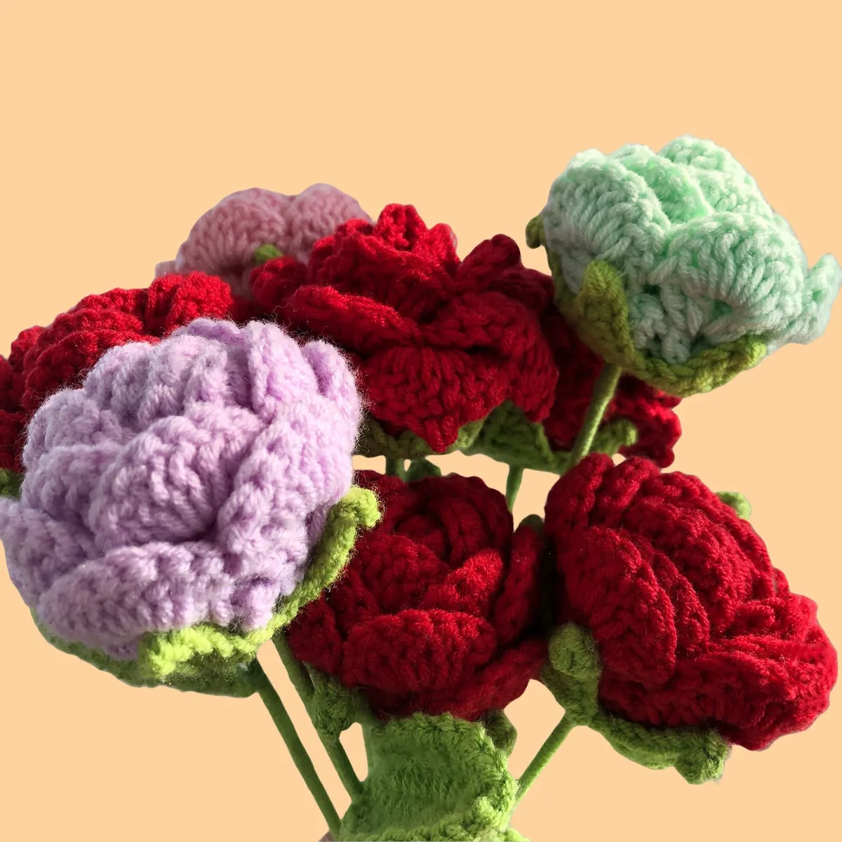 Handmade Rose Flower Arrangement, Hand-Woven Cotton Thread Roses, DIY Craft, Home Decor, Wedding Decoration, Artificial Flowers, Valentine's Day Gift showcase 5