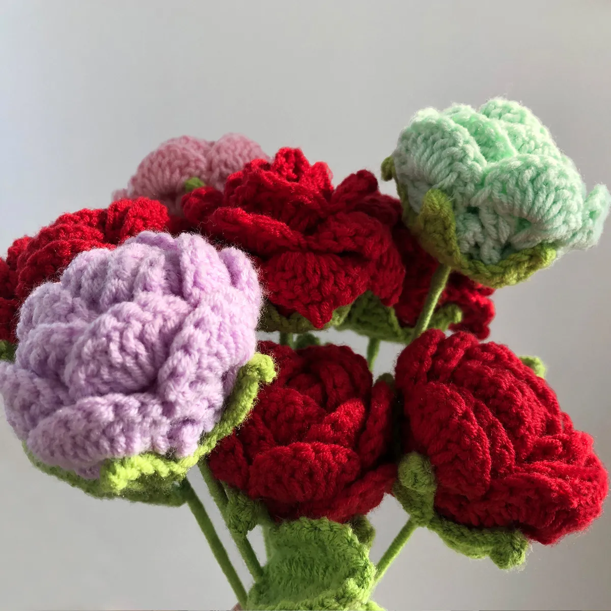 Handmade Rose Flower Arrangement, Hand-Woven Cotton Thread Roses, DIY Craft, Home Decor, Wedding Decoration, Artificial Flowers, Valentine's Day Gift showcase 6