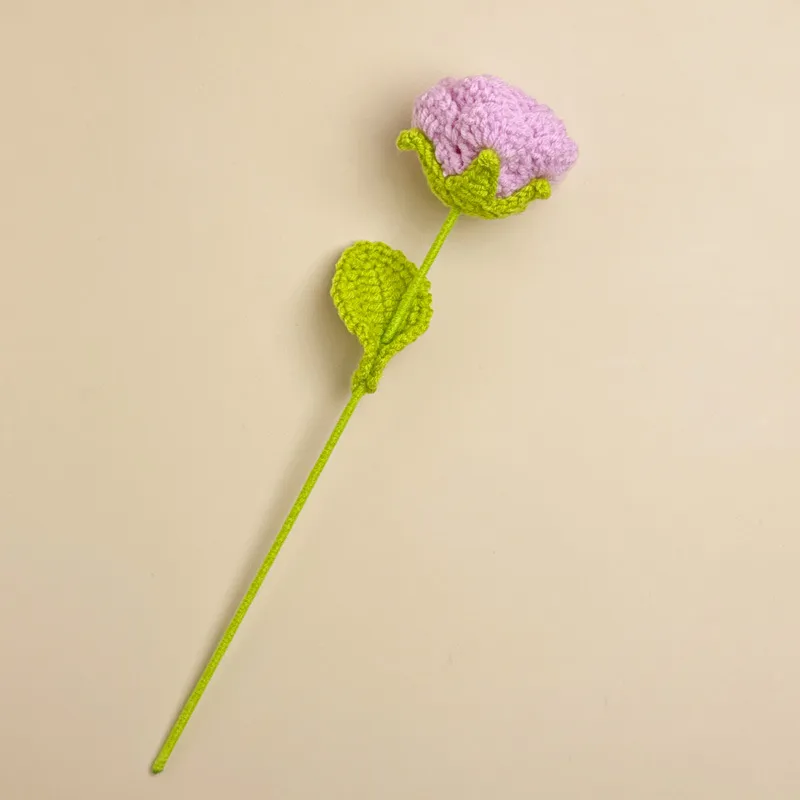 Handmade Crochet Flowers Bouquet - Tulip, Lavender, Rose - Wool Artificial Flowers for Home Decoration, Creative DIY Craft, Finished Product thumbnail 8