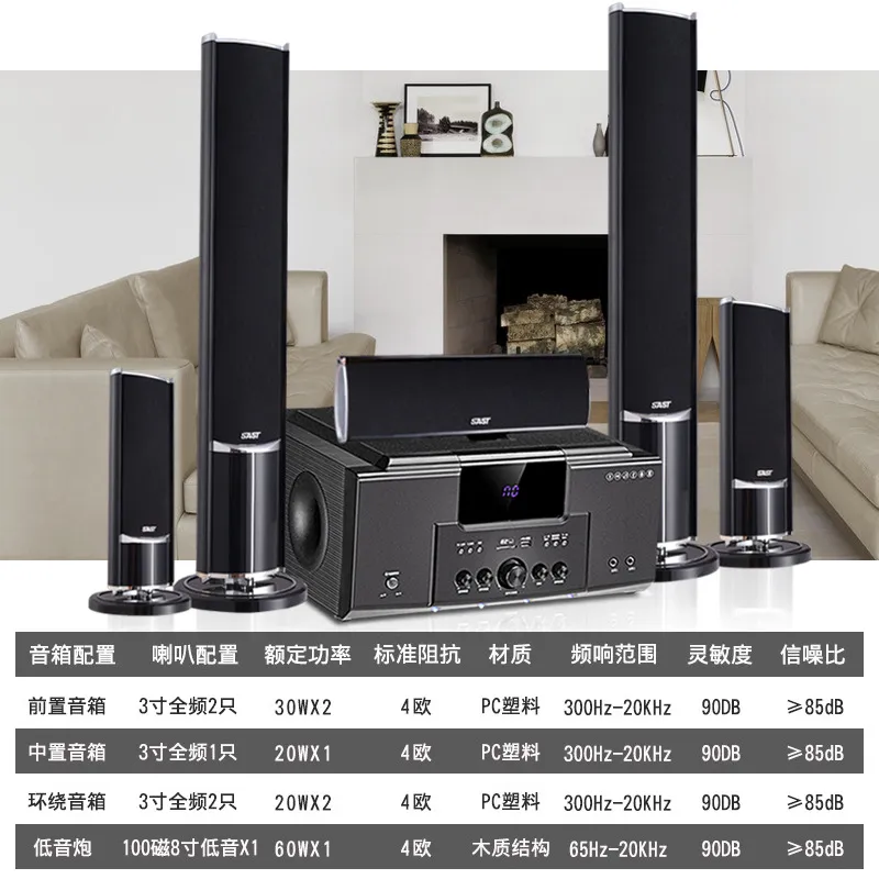 5.1 Channel Home Theater Speaker System - Wall Mounted Audio, Karaoke Sound, Surround Sound System for TV, Movies, Music thumbnail 3