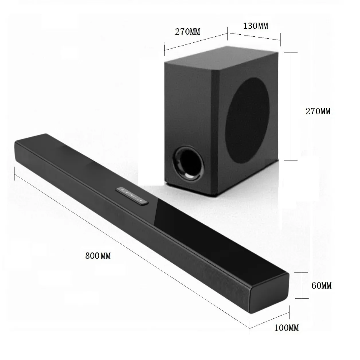 Bluetooth Soundbar with Subwoofer for TV, Home Theater Projector - Wireless Audio Speaker System - Portable Sound Bar for Immersive Sound Experience