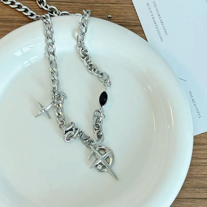 Star Cross Necklace Set for Men - Stylish Hip Hop Jewelry, Trendy Unisex Design, Cool Niche Couple Accessories Collection showcase 7