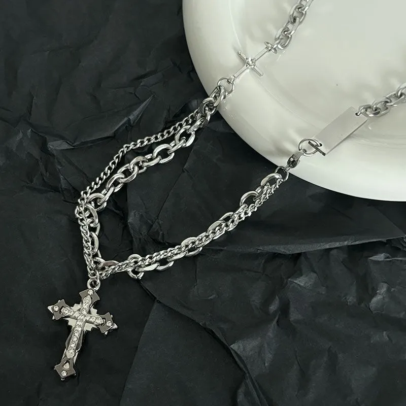 Star Cross Necklace Set for Men - Stylish Hip Hop Jewelry, Trendy Unisex Design, Cool Niche Couple Accessories Collection showcase 8