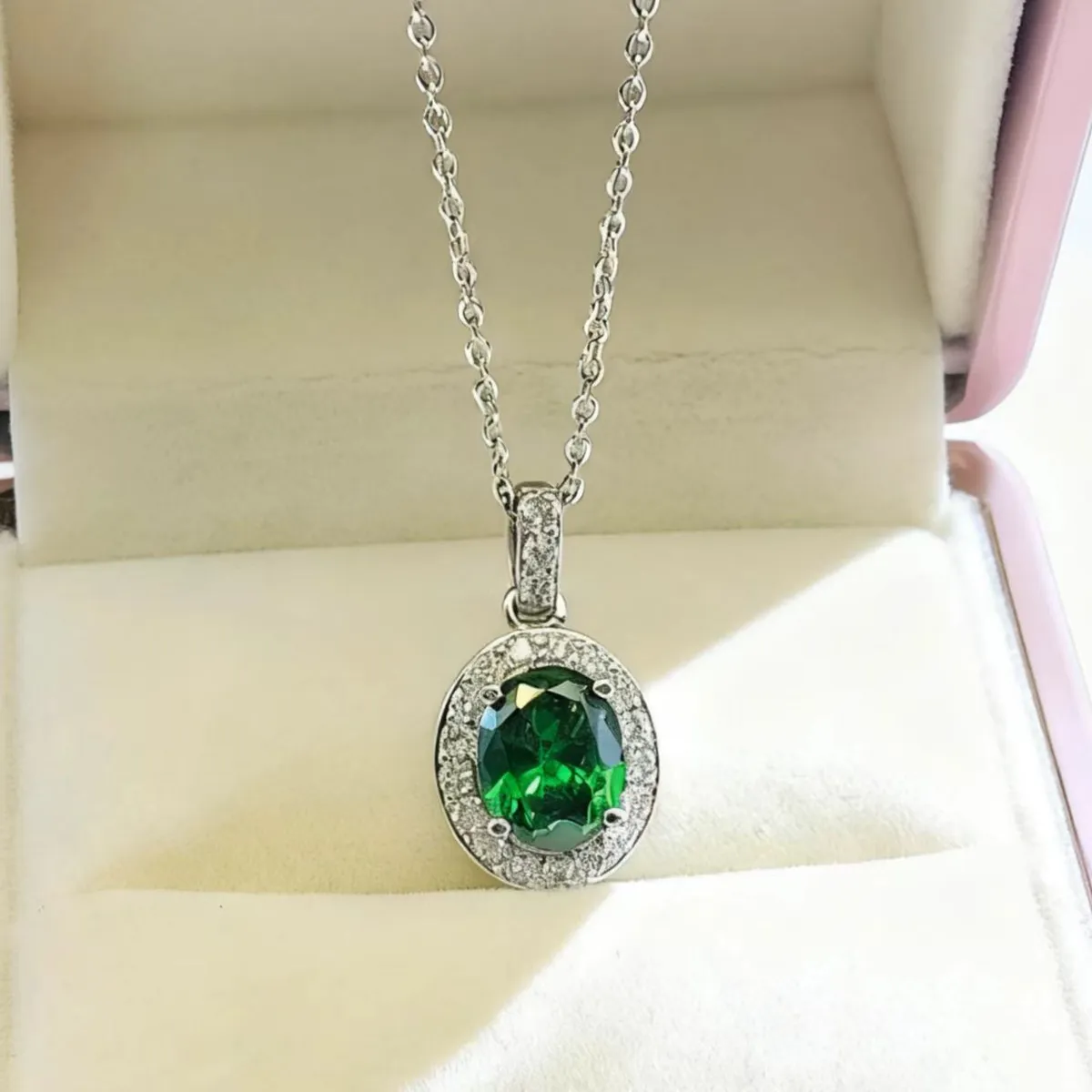 Emerald Green Jewelry Set for Women - Coconut Round Gemstone Pendant Necklace, Earrings, and Ring - Elegant Dinner Party Accessories - Influencer Style showcase 4
