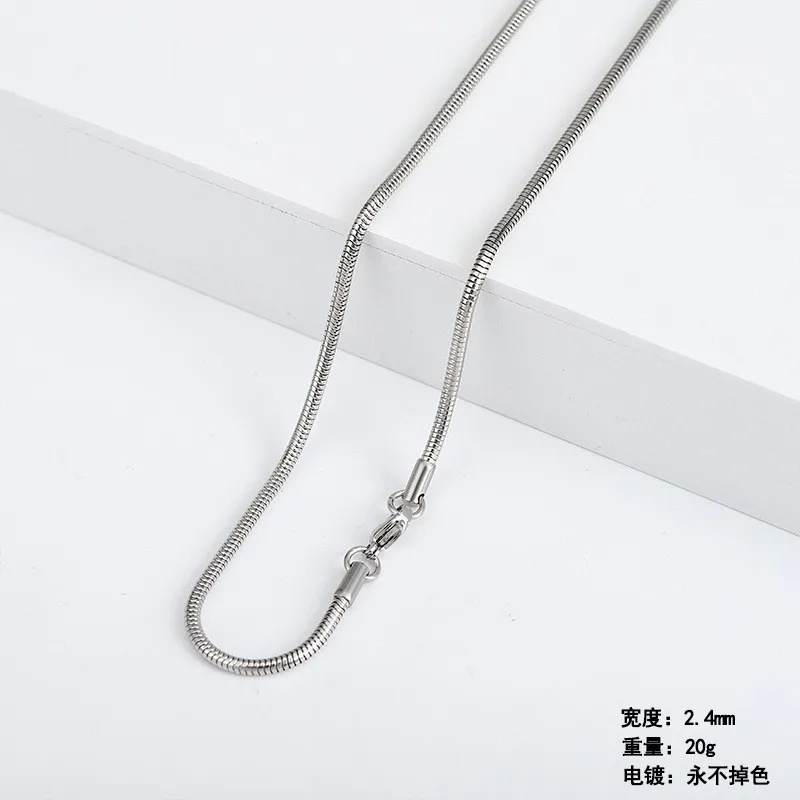 Stainless Steel Snake Chain Bracelet Necklace Set for Women - European American Style Jewelry - Round Snake Bone Chain Accessories - Hot Selling Ins Style thumbnail 7