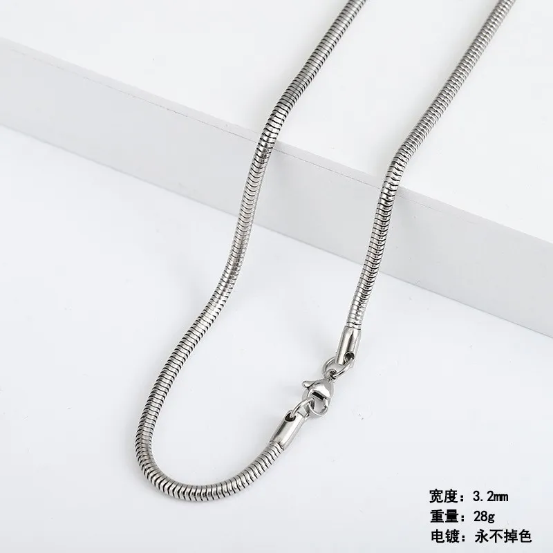 Stainless Steel Snake Chain Bracelet Necklace Set for Women - European American Style Jewelry - Round Snake Bone Chain Accessories - Hot Selling Ins Style thumbnail 8